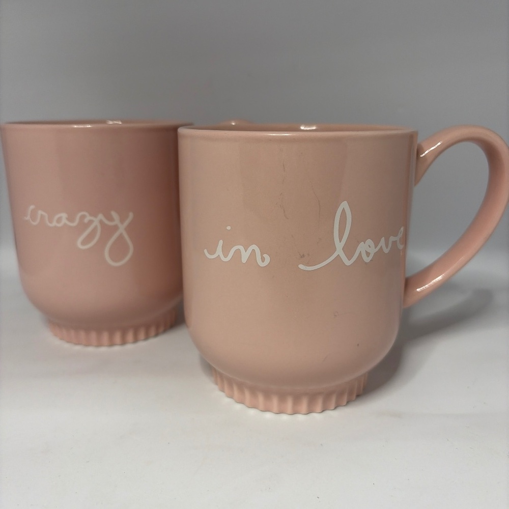 Opal House, “Crazy In Love” pair of pink mugs